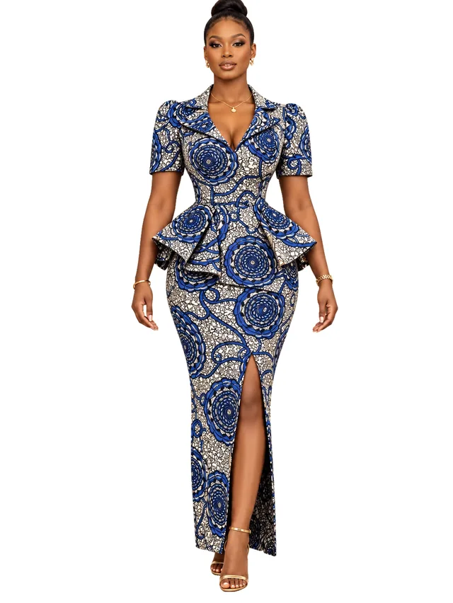 Rosace — Ensemble peplum indigo