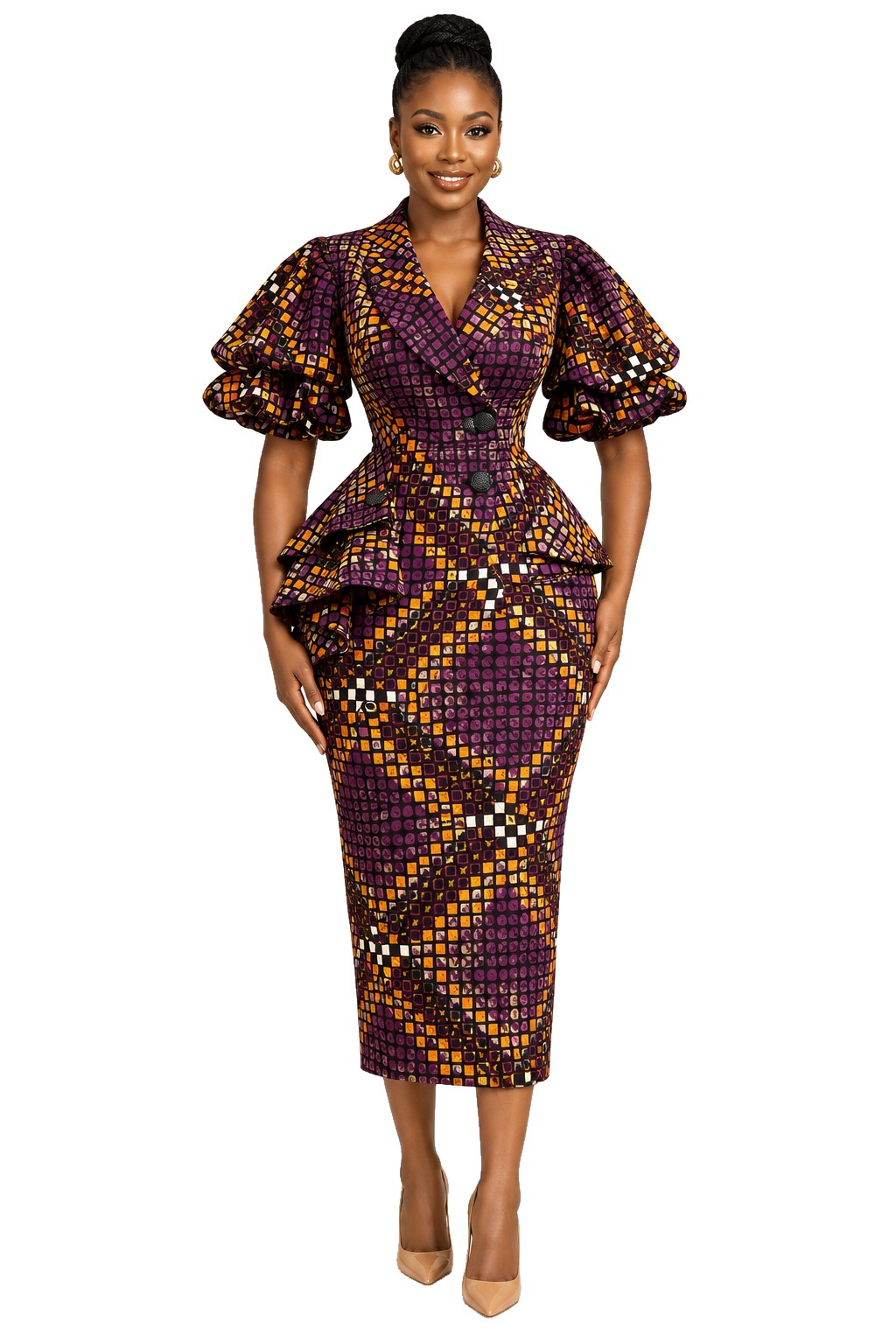 Mosaïque — Ensemble peplum prune