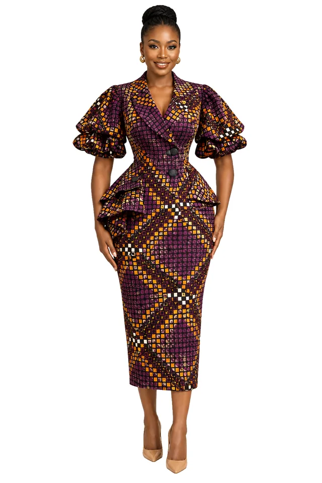 Mosaïque — Ensemble peplum prune