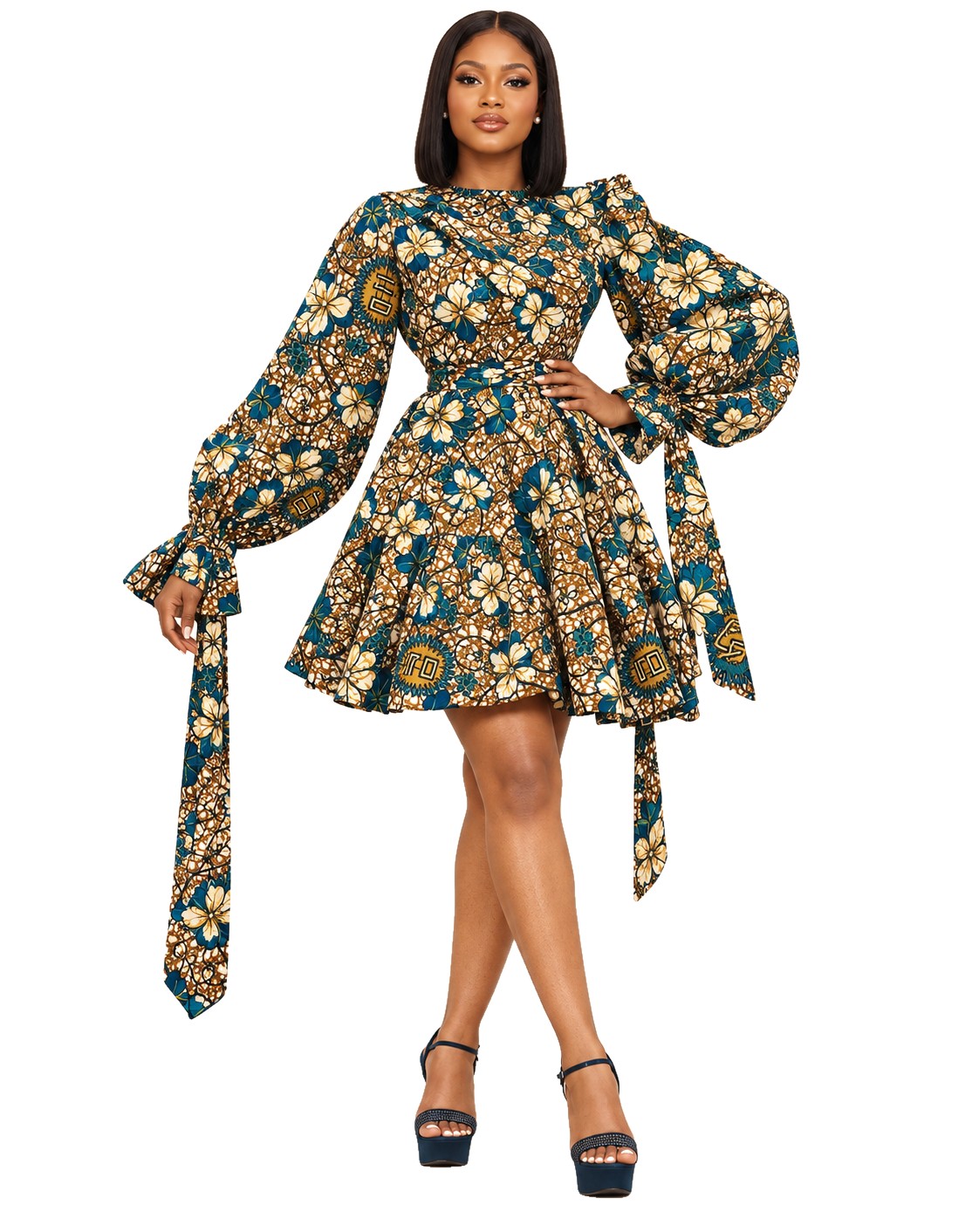 Floraison — Robe courte à liens