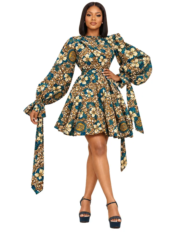 Floraison — Robe courte à liens